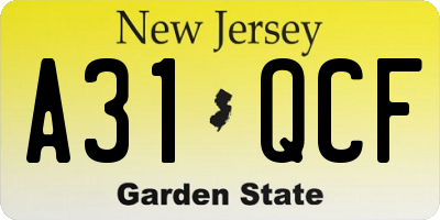NJ license plate A31QCF