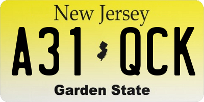 NJ license plate A31QCK