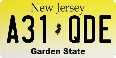 NJ license plate A31QDE