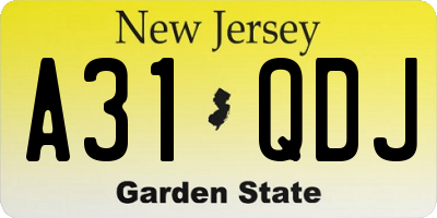NJ license plate A31QDJ