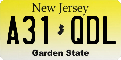 NJ license plate A31QDL