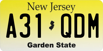 NJ license plate A31QDM