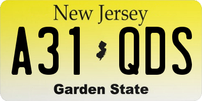 NJ license plate A31QDS