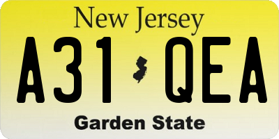 NJ license plate A31QEA