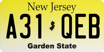 NJ license plate A31QEB