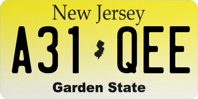 NJ license plate A31QEE