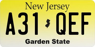 NJ license plate A31QEF