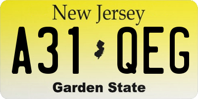 NJ license plate A31QEG