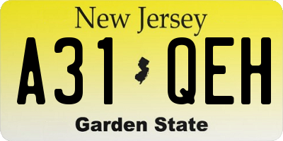 NJ license plate A31QEH