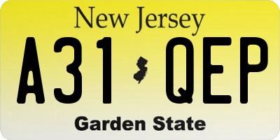 NJ license plate A31QEP