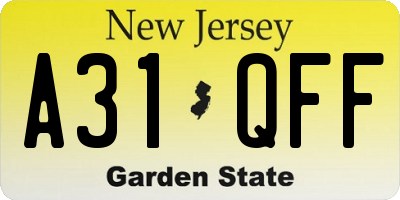 NJ license plate A31QFF