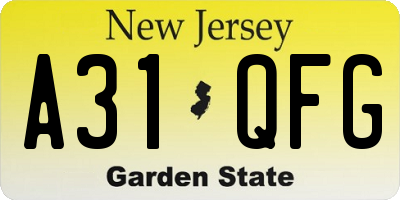 NJ license plate A31QFG