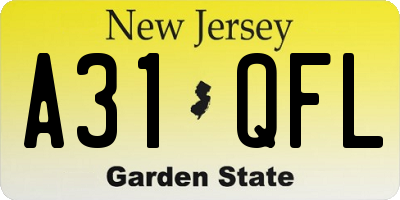 NJ license plate A31QFL
