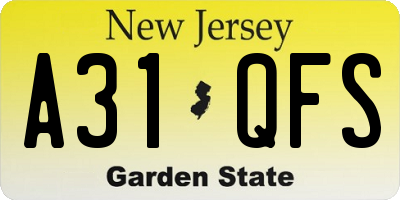 NJ license plate A31QFS