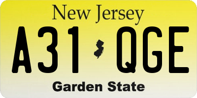 NJ license plate A31QGE