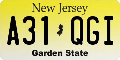 NJ license plate A31QGI