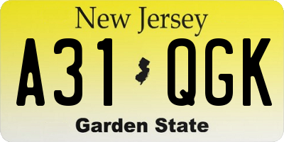 NJ license plate A31QGK