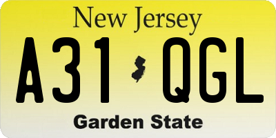 NJ license plate A31QGL