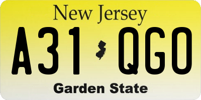 NJ license plate A31QGO