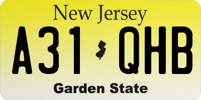 NJ license plate A31QHB