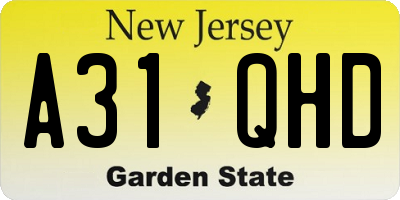 NJ license plate A31QHD