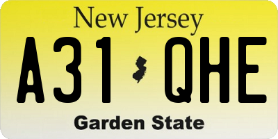 NJ license plate A31QHE