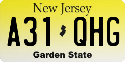 NJ license plate A31QHG