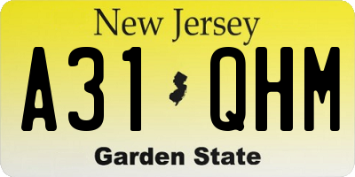 NJ license plate A31QHM