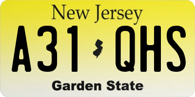 NJ license plate A31QHS