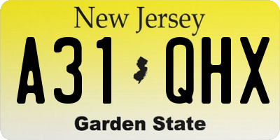 NJ license plate A31QHX