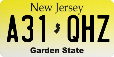 NJ license plate A31QHZ