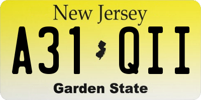 NJ license plate A31QII