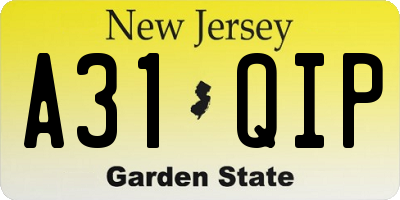 NJ license plate A31QIP
