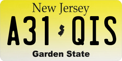 NJ license plate A31QIS