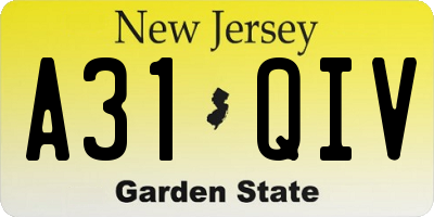 NJ license plate A31QIV
