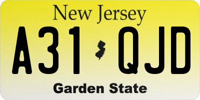 NJ license plate A31QJD