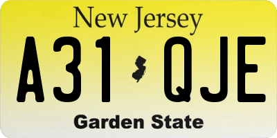 NJ license plate A31QJE