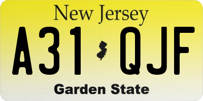 NJ license plate A31QJF