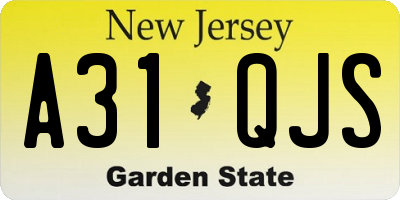 NJ license plate A31QJS