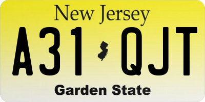 NJ license plate A31QJT