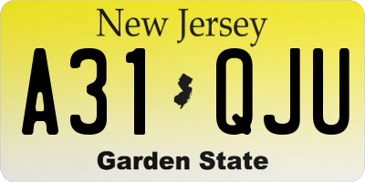 NJ license plate A31QJU