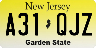 NJ license plate A31QJZ