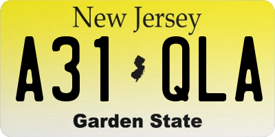 NJ license plate A31QLA