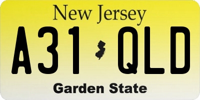NJ license plate A31QLD