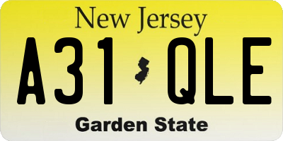 NJ license plate A31QLE