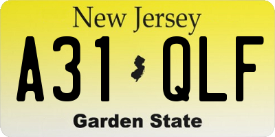 NJ license plate A31QLF