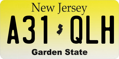 NJ license plate A31QLH