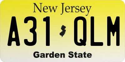 NJ license plate A31QLM