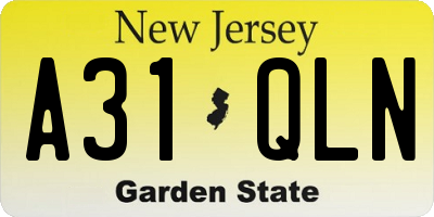 NJ license plate A31QLN