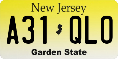 NJ license plate A31QLO